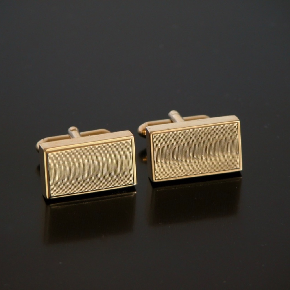 Modern Cufflinks Rectangular Gold Tone - image 3